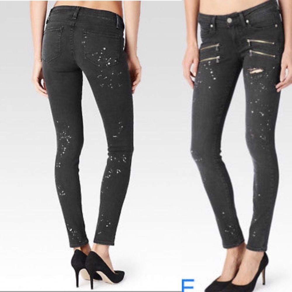 Paige Edgemont Midrise Skinny Jeans in Nightlife Destructed No Whiskers Wash